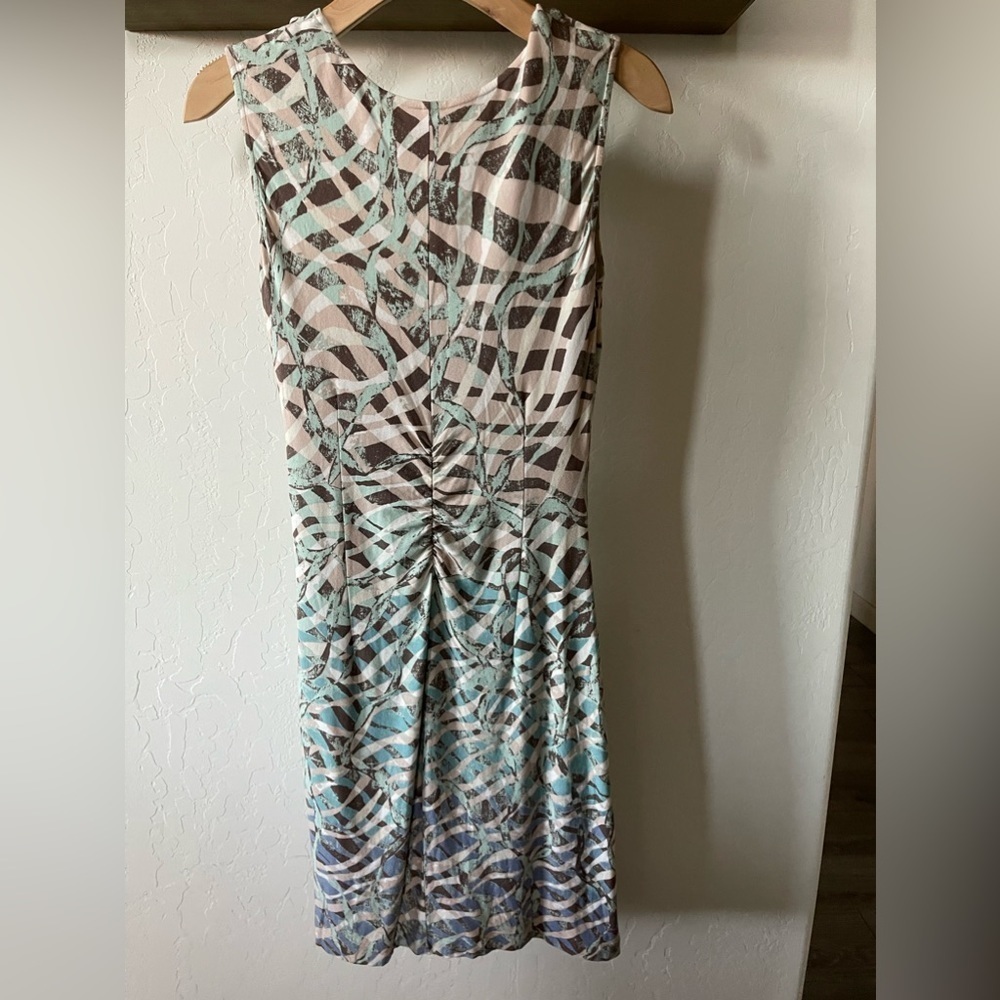 Anthro Nic + Zoe Blue/Turquoise Geometric Midi Dress, Size Petite Small••• - Picture 5 of 12